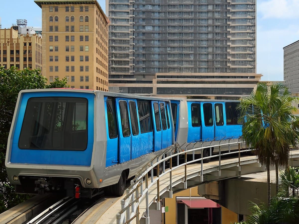Image of a Mass Transit vehicle on concrete tracks